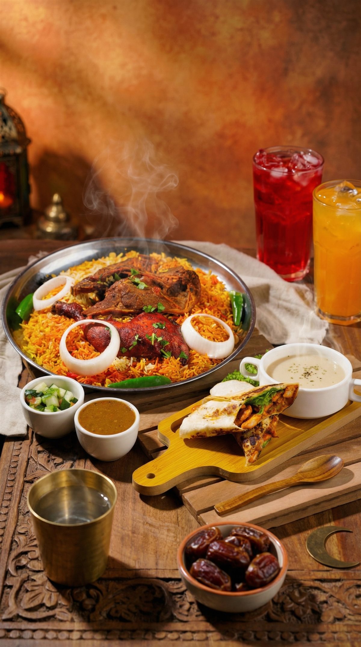 Nasi Arab Mendy Sofwah — nasi Arab beraroma dengan kambing dan ayam panggang, berasap